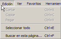 Menú edición