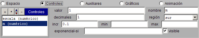 Valores para m en escena 1