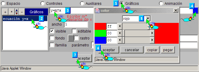 Configuración para la recta en la escena 1