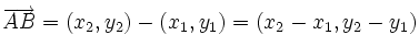 \overrightarrow{AB}=(x_2,y_2)-(x_1,y_1)=(x_2-x_1,y_2-y_1)