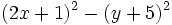 (2x+1)^2-(y+5)^2\;