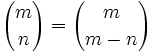 {m\choose n} = {m\choose m-n}