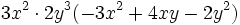 3x^2 \cdot 2y^3(-3x^2+4xy-2y^2)\,