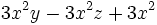 3x^2y-3x^2z+3x^2\;