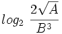 log_2 \ \cfrac{2 \sqrt{A}} {B^3}