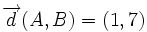 \overrightarrow{d}(A,B)=(1,7)