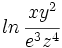 ln \, \cfrac{xy^2}{e^3z^4} \;