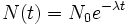 N(t)=N_0e^{-\lambda t}\,