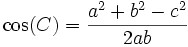 \cos(C) = \frac{a^2+b^2-c^2}{2ab}