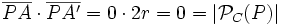 \overline{PA} \cdot \overline{PA'}=0 \cdot 2r=0=|\mathcal{P}_C(P)|