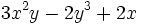 3x^2y-2y^3+2x\;