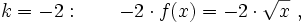 k=-2: \qquad -2 \cdot f(x)=-2 \cdot \sqrt{x} \ ,