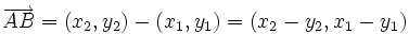 \overrightarrow{AB}=(x_2,y_2)-(x_1,y_1)=(x_2-y_2,x_1-y_1)