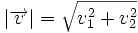 |\overrightarrow{v}|=\sqrt{v_1^2+v_2^2}