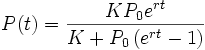 P(t) = \frac{K P_0 e^{rt}}{K + P_0 \left( e^{rt} - 1\right)}