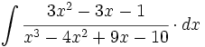 \int  \cfrac{3x^2-3x-1}{x^3-4x^2+9x-10} \cdot dx