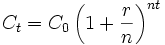 C_t = C_0 \left( 1 + \frac{r}{n} \right)^{nt}
