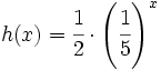 h(x)=\cfrac{1}{2} \cdot \left(\cfrac{1}{5}\right)^x