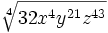 \sqrt [4]{32x^4y^{21}z^{43}}