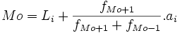 Mo = L_i + {f_{Mo+1} \over f_{Mo+1}+ f_{Mo-1}}.a_i