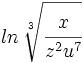 ln \, \sqrt[3]{\cfrac{x}{z^2u^7}}