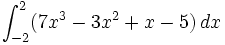 \int_{-2}^{2} (7x^3-3x^2+x-5) \, dx