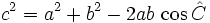 c^2 = a^2 +b^2 -2ab\, \cos \hat C