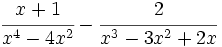 \cfrac{x+1}{x^4-4x^2}-\cfrac{2}{x^3-3x^2+2x}