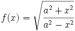 f(x)=\sqrt{\cfrac{a^2+x^2}{a^2-x^2}}\;