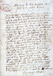 Manuscrito de Fermat del 4 de marzo de 1660 — Departamento de Archivos de Haute-Garonne, en Toulouse