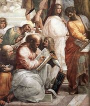 Pitágoras, enseñando música en la Escuela de Atenas (por Rafael)