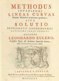 Portada de la obra de Euler titulada Methodus inveniendi lineas curvas.