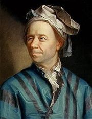 Retrato de Euler del año 1753 dibujado por Emanuel Handmann. El retrato sugiere problemas en el ojo derecho, así como un posible estrabismo. El ojo izquierdo parece sano, si bien más tarde Euler tuvo problemas de cataratas.